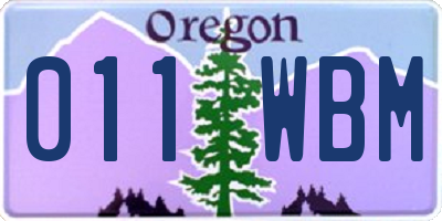 OR license plate 011WBM
