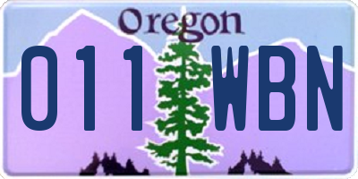 OR license plate 011WBN