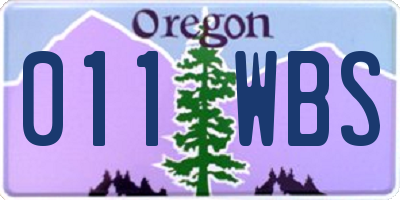 OR license plate 011WBS