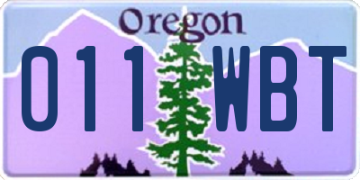 OR license plate 011WBT