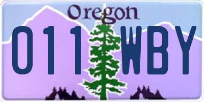OR license plate 011WBY