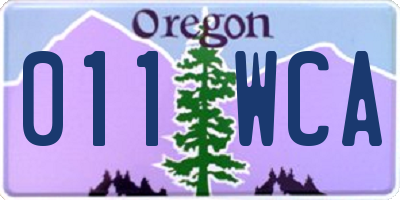 OR license plate 011WCA