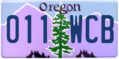OR license plate 011WCB