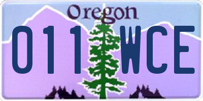 OR license plate 011WCE