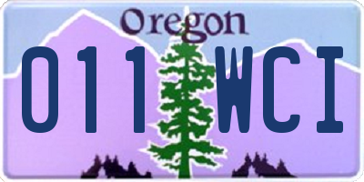 OR license plate 011WCI