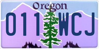 OR license plate 011WCJ