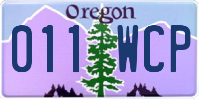 OR license plate 011WCP