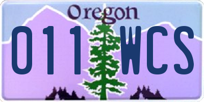 OR license plate 011WCS