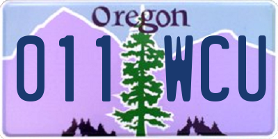 OR license plate 011WCU