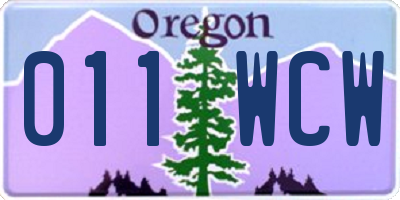 OR license plate 011WCW