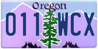 OR license plate 011WCX