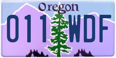 OR license plate 011WDF