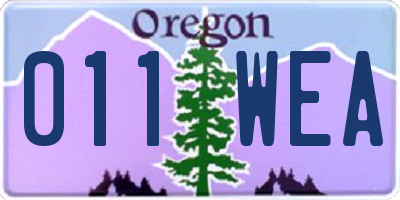 OR license plate 011WEA