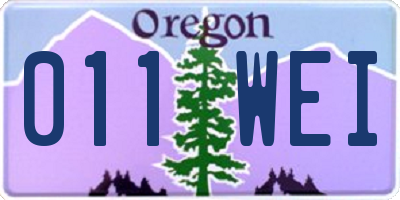 OR license plate 011WEI