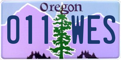 OR license plate 011WES