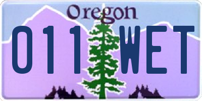 OR license plate 011WET