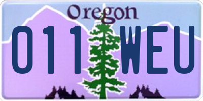 OR license plate 011WEU