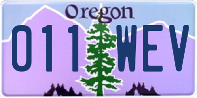 OR license plate 011WEV