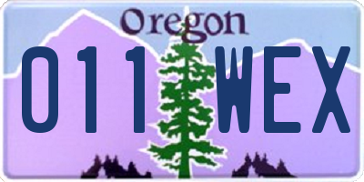 OR license plate 011WEX