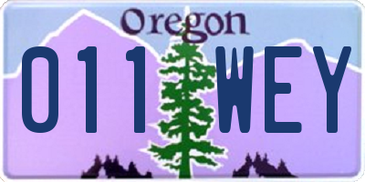 OR license plate 011WEY