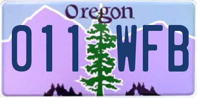 OR license plate 011WFB