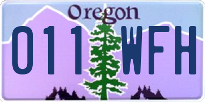 OR license plate 011WFH