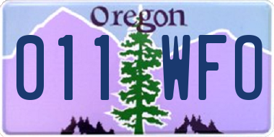 OR license plate 011WFO