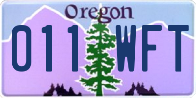 OR license plate 011WFT