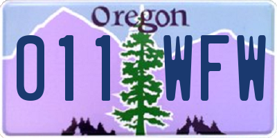 OR license plate 011WFW