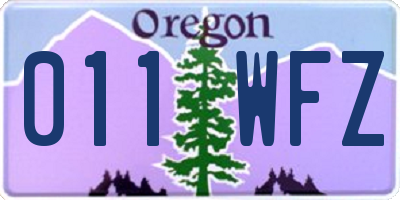 OR license plate 011WFZ