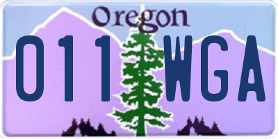 OR license plate 011WGA