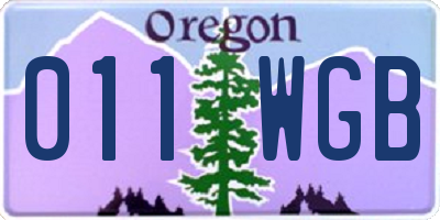 OR license plate 011WGB