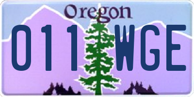 OR license plate 011WGE