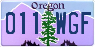 OR license plate 011WGF