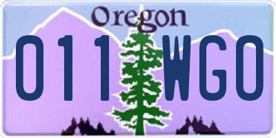 OR license plate 011WGO