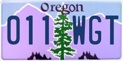OR license plate 011WGT