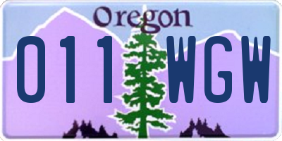 OR license plate 011WGW