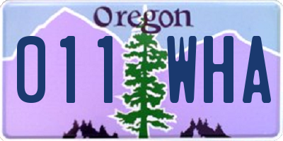 OR license plate 011WHA