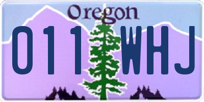 OR license plate 011WHJ