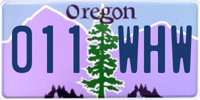 OR license plate 011WHW