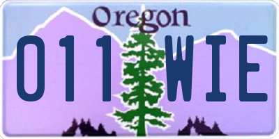 OR license plate 011WIE