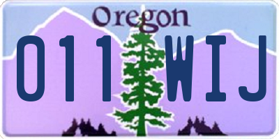 OR license plate 011WIJ