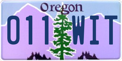 OR license plate 011WIT