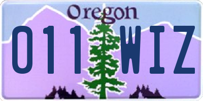 OR license plate 011WIZ
