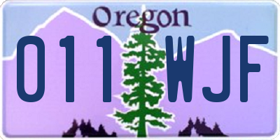 OR license plate 011WJF