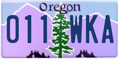 OR license plate 011WKA