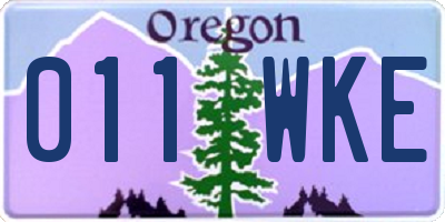 OR license plate 011WKE
