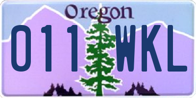 OR license plate 011WKL