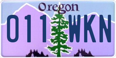 OR license plate 011WKN