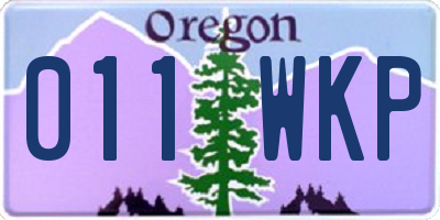 OR license plate 011WKP